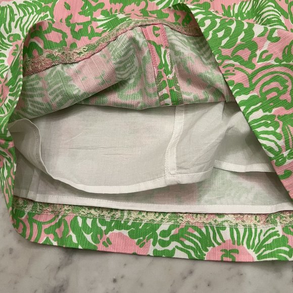 Like new! Lilly Pulitzer Liz Sunnyside Lions Print Green & Pink Shift Dr… - Picture 12 of 14